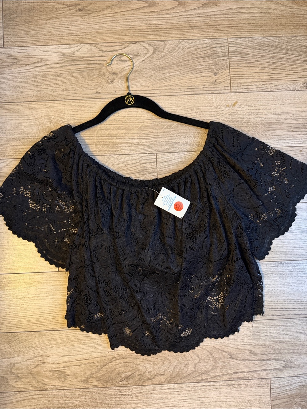 Women’s Black Lace Off-Shoulder Top - Lightweight Boho Blouse